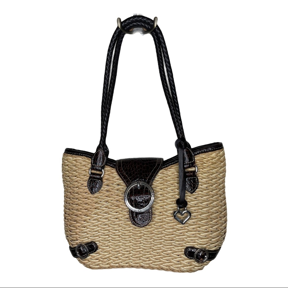 Brighton Beautiful Rattan/Leather Satchel Handbag